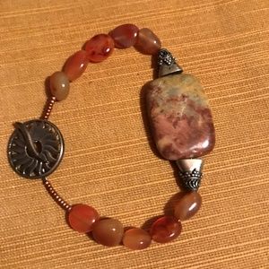 Carnelian & Jasper with Sterling Silver clasp